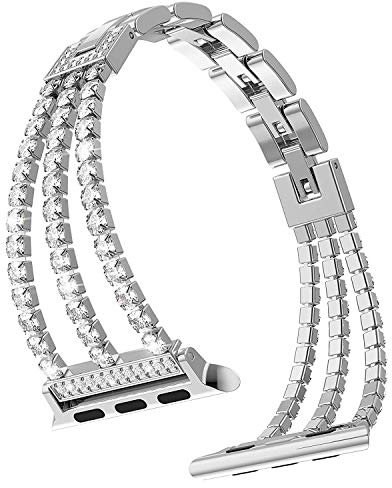 RXXR Smartwatches Straps Compatible with Apple Watch Strap 38mm 40mm 41mm 42mm(Series 10),Women Sparkling Bling Link Bracelet Replacement Band for iwatch Series 10/9/8/7/6/5/4/3/2/1/SE