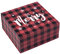 Holijolly 1 Stk. Weihnachtsgeschenkbox mit Deckel - Schwarz und Rot kariertes Design Geschenkbox, zusammenklappbare Geschenkbox mit Magnetverschluss und 2 Stk Seidenpapier - 20x20x10cm