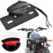 JMTBNO Motorrad LED Rücklicht Bremslicht Kennzeichenbeleuchtung E-geprüft Rotlicht Schwarz Smoke Getönt Universal 12V für Street Bike Cruiser Chopper Cafe Racer Moped Enduro