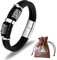 DPGOLDP Vegivisir-Armband aus Edelstahl Lederarmband Manschette Amulett Schmuck Nordischer Wikinger Kompass Runen Armreif