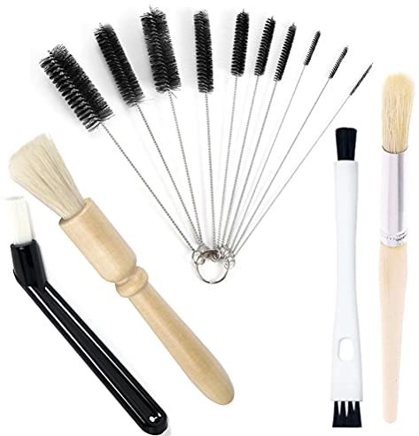 MiaLover 14 Piece Cleaning Brush Set Coffee Brush Cleaning Brush Wooden Handle Coffee Brush and Small Straw Brush Coffee Tool Coffee Grinder Cleaning Brush for Espresso Machine