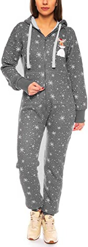 Crazy Age Kuscheliger Jumpsuit(Hoodie) Sweat Overall Ganzkörperanzug mit Renntier- Eiskristalle Motive CA-J-603 Relaxen Chillen (Anthrazit 614, L)