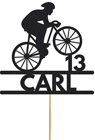 Fahrrad-Kuchenaufsatz, personalisierbar, Radfahrer, Geburtstag, Tortenaufsatz, beliebiger Name, Alter