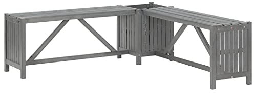 INLIFE Garten-Eckbank mit Pflanzkübel 117 cm Massivholz Akazie Grau
