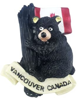 Schwarzer Bär Vancouver Kanada Kühlschrankmagnet Reise Souvenirs Zuhause Küche Kühlschrank Dekoration Magnetischer Aufkleber Handbemalt Handwerk