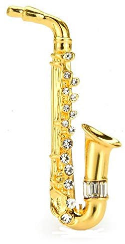 Brosche Schmuck Saxophon-Brosche aus vergoldetem Stahl., 5,5 x 3 cm, Edelstahl