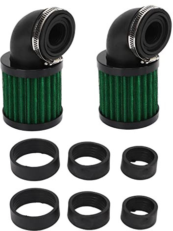 Moto Filtro Aria 90 Gradi Angolo Moto Presa D'aria Filtro Cleaner 28 A 48mm Universale per Ciclomotore ATV Dirt Bike Moto Vent (Nero verde)