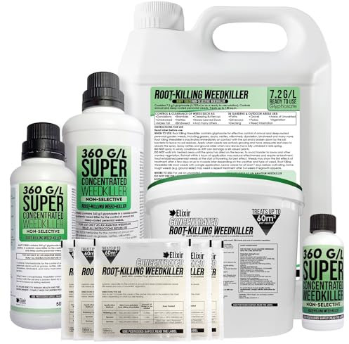 Elixir Gardens 10 x 1 Litre Glyphosate 360g/l Deep Root-Killing Weed Killer | Treats up to 1666 sq.m per Bottle | Super Concentrated Industrial Strength Herbicide & Weedkiller