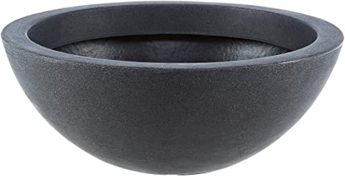 Muddy Hands 52cm Large Anthracite Bowl Plant Pot Indoor Home Outdoor Garden Round Plastic Flower Herb Planter Water Feature