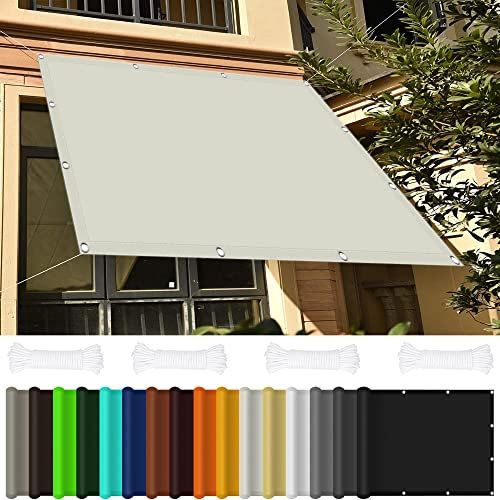 Tenda a Vela Parasole Rettangolare 2 x 3 m Impermeabile Tenda da Sole per Esterno con Fune per Giardino Terrazzo e Campeggio, Avorio