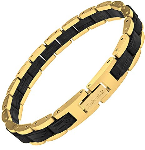 Holzwerk Natur Holz Armband für Damen und Herren Holzarmband Herrenarmband Damenarmband Schwarz Gold Einstellbar inkl. Aufbewahrungsbox