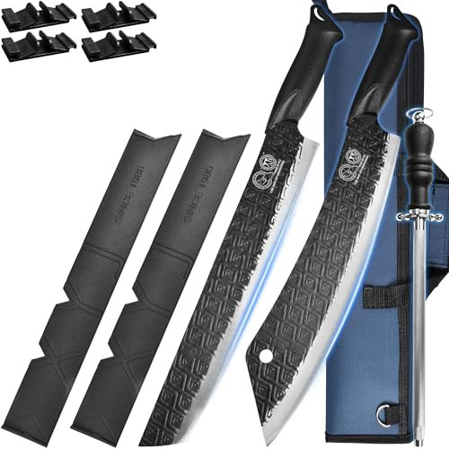 XYJ Set di coltelli da cucina portatili, professionali, dal 1986, coltello da cucina culinario,Coltello da cucina da campeggio con custodia,tasca,affilacoltella,Full Tang