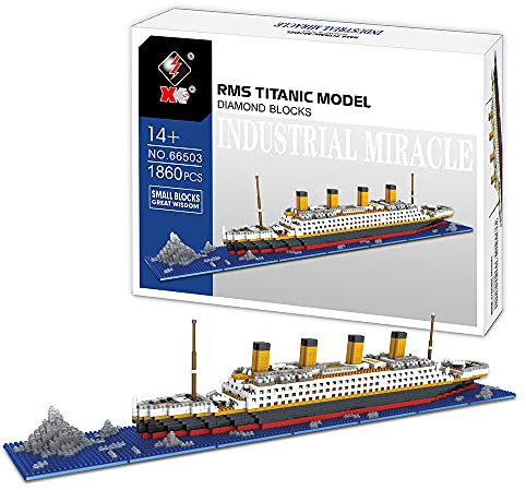 Titanic Model Building Block Set, 1860Pcs DIY Bricks Toys for Adults and Kids, Cruise ship Titanic Boat Model Building Kit, Titanic Gifts Not Compatible with Lego