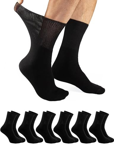 OCERA 6 Paar Thermo Diabetiker Socken für Damen und Herren, ohne drückenden Gummibund ÖKO-TEX Standard 100 zertifizierte Baumwolle