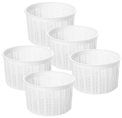 5 x Käseform 11 x 9,5 cm - Käsekörbchen aus Kunststoff für Ricotta Frischkäse und Hausgemachten Käse
