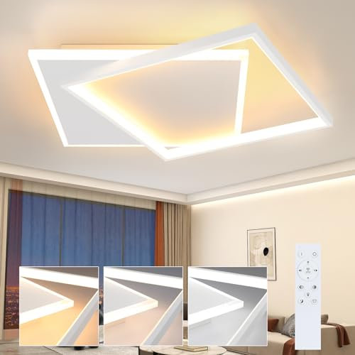 ZMH Deckenlampe LED Deckenleuchte Wohnzimmer - Wohnzimmerlampe Dimmbar mit Fernbedienung Schlafzimmerlampe Modern Schlafzimmer Deckenbeleuchtung 44W Küchenlampe Weiß Flurlampe für Küche Kinderzimmer