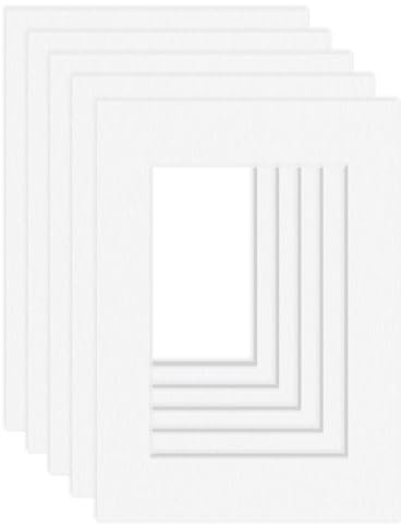 DEHA Design Passepartout (5er Set) Karton 13x18 cm für Bilder im Format 9x13 cm, Hellweiß