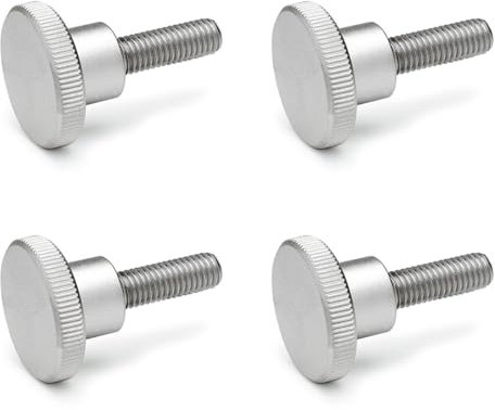 Ganter Normelemente | Hohe Rändelschrauben - DIN 464-M4-10-NI | Gewinde M4 | Gewindelänge: 10mm | Edelstahl NI | 4 Stück