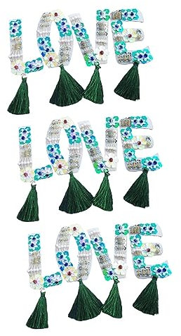 NUOBESTY 3stücke Love Pailletten Nähpatch Handmade Perlen Aufnäher Für Kleidung Dekoration Tassel Love Kreatives Design Für Jeans Taschen Hüte Und Mehr Langlebig Und Attraktiv