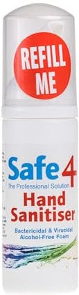 Safe4 Alcohol-Free Hand Sanitiser - Bactericidal & Virucidal Foam for Effective Protection - 50ML (Pack of 1)