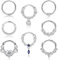 JeweBella 8 Stück 16G Nasenpiercing Ring Chirurgenstahl Septum Piercing Ringe für Damen Herren Nasenring Piercing Set Helix Daith Lippe Conch Piercing Ring Septum Clicker Piercing Schmuck 8MM/10MM
