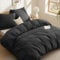 BEDSURE Bettwäsche 220x240 Baumwolle Schwarz - Bettwäsche-Sets 220 x 240 cm Bettbezug 3teilig mit 2 Kissenbezüge 80x80 cm, Oeko-TEX Bedding Schwarz mit Reißverschluss