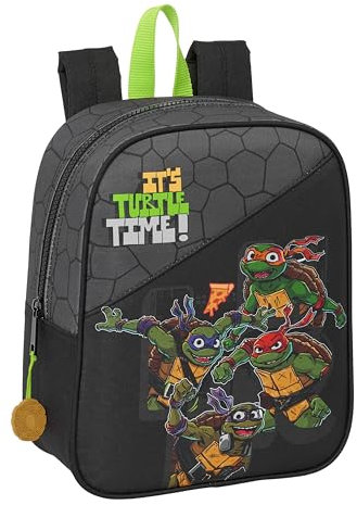 safta Ninja Turtles - Kinderrucksack, Kinderrucksack, Schulrucksack, anpassbar an Trolley, ideal für den Kindergarten, bequem und vielseitig, Qualität und Widerstandsfähigkeit, 22 x 10 x 27 cm, Grau