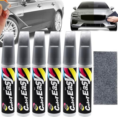 KOIROI 6 Stück Lackstift Auto Silber, Auto Lackstift, Lackstift Auto Lack Reparatur, Auto Kratzer Reparatur Stift, Kratzerentferner Autolack Stift, Autolack Reparaturstift für Auto