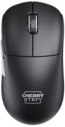 CHERRY XTRFY M68 Pro Wireless, souris de gaming ultra-rapide sans fil, 2,4 GHz, optimisée pour l'esport, souris 8K, forme symétrique avec front plat, noire