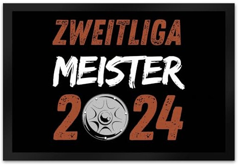 St. Pauli Meisterschale Fußmatte XL in 40x60 cm mit Spruch Zweitliga Meister 2024 Fußball Hamburg Reeperbahn Trophäe Gewinner Aufstieg Wettbewerb Felge