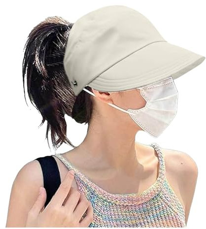 Damen Sonnenhut Baseball Cap Sommer Damen Sommermütze Leerer Zylinder Basecap Sportkappe Mit Zöpfen Loch Loop Baseball Cap Damen Pferdeschwanz Baseball Cap Verstellbar Basecap (White, One Size)