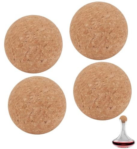 OLYCRAFT 4pcs 7cm Boule de Liège de Vin Bouchon de Boule de Liège en Bois pour Carafe à Vin Remplacement de Bouteille de Carafe Bouchon de Bouteille de Vin Sphérique pour Bouteille à Large Bouche