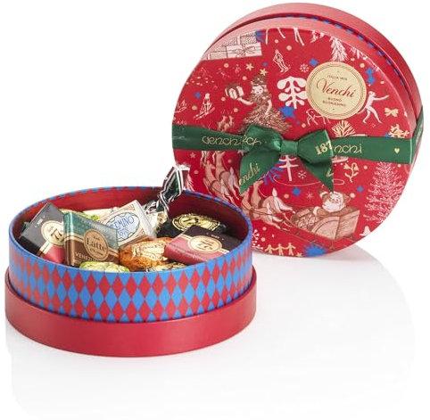 Venchi – Weihnachtskollektion – Geschenk-Hutschachtel mit verschiedenen Pralinen, 164 g – Geschenkidee – Glutenfrei