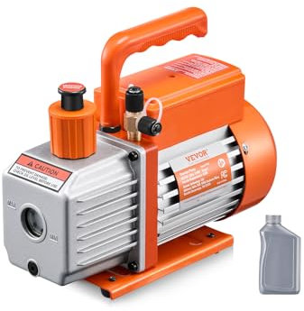 VEVOR Vakuumpumpe 100L/min Unterdruckpumpe 1-stufig 220V/50HZ 1440U/min 800-4000PSI (55-276bar) 250ml-Ölkapazität Vakuumgeräte Verteiler-Manometer-Set für Klimaanlage Kfz-Kühlsystemen