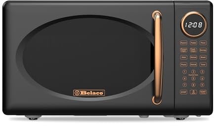 Belaco 20L Microwave, Digital Display, 8 presets with Auto Defrost, 800W Microwave Oven, 10 Power Levels, Luxury & Retro Design, Easy Clean
