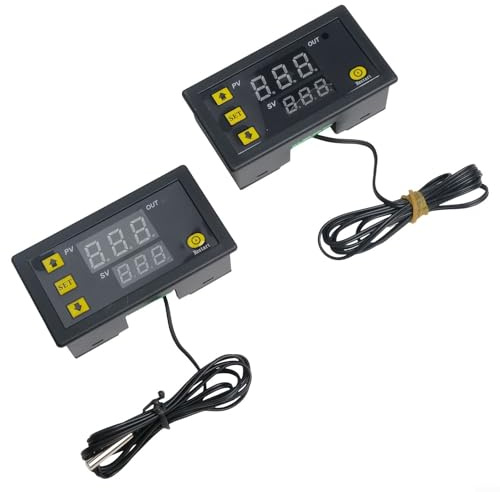 Digitaler Temperaturregler W3230 AC 5 V/12 V/24 V mit 10 K Sensorsonde für sicheres Temperaturmanagement (5 V), 2 Stück