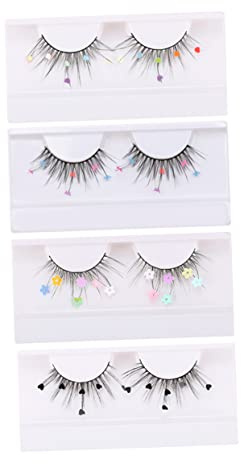 SHERCHPRY Glitter False Eyelashes Set 4 Pairs Long Eyelashes Butterfly Sequins for Cosplay and Special Occasions