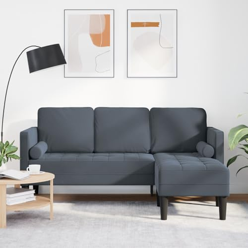 WEMYUFURN Dunkelgraues 3-Sitzer Sofa mit abnehmbaren Kissenbezügen – Modernes Design, strapazierfähiger Stoff und Holzrahmen für langlebigen Komfort im Wohnzimmer | Nachhaltige