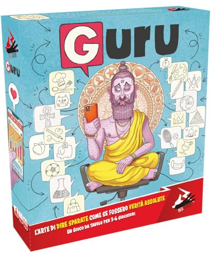 Guru – Partyspiel von Improvisation und Lachen | Werde zum Wahren Guru des Webs | Brettspiel 3-6 Spieler, 10+ | Themenkarten, Web-App mit aktualisierten Trends | Red Glove
