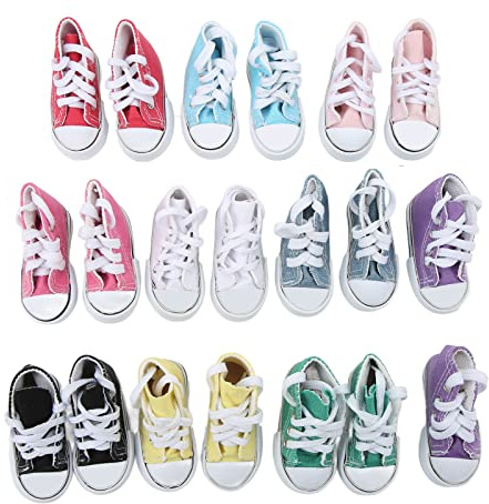 10 Paia Scarpe di Tela per Bambole Colori Assortiti Scarpe da Ginnastica Antiscivolo Lunghe 7,6 cm per Cosplay Fai da Te