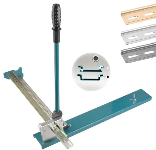 Coupe-rail DIN avec règle de mesure de 50 cm, machine de découpe de rail à double rainure, poignée antidérapante et lame de précision, manuel de coupe de rail pour rails en acier/aluminium/fer