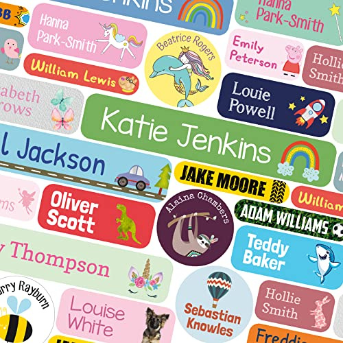 123 Name Labels for Kids No Iron Name Tags for Clothes Name Stickers for Water Bottles, School Uniform, School, Nursery, Care Homes, Washable and Dishwasher Safe for Children (Hot Air Balloons)