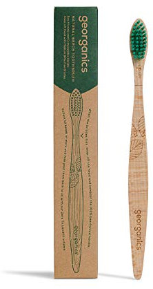 Brosse à dents écologique en bois de Hêtre de Georganics - Cheveux Verts Moyens