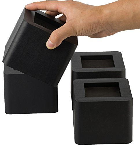 Uping Bed Riser Carré | Lit Rehausseurs, Rehausseurs de Meuble, Pied de Meuble | Ajouter Une Hauteur de 8.5 CM | Protection du Plancher (4 Pcs, Noir)