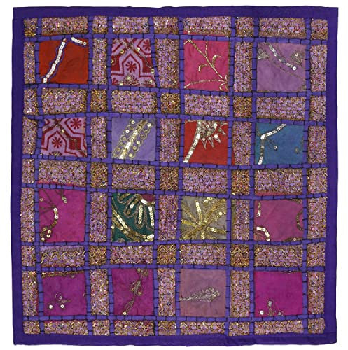 Oriental Galerie Kissenhülle Patchwork Indien Kissenbezug Überzug Bezug Hülle Sari Stoff 40x40 cm, Design:Nr. 8