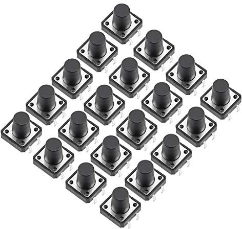 sourcing map 20 Stücke 12x12x12mm Platte Mini/Mikro PCB Druckknopf Schalter DIP DE de