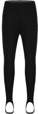 Freebily Kinder Jungen Mädchen Strumpfhose mit Steigbügel Sport Leggings Hose Mit/Ohne Innenfleece für Yoga Gymnastik Ballett Tanz Schwarz 152-164
