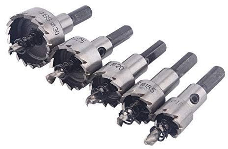 ChgImposs Lot de 5 scies-cloches HSS de 16 à 30 mm pour acier inoxydable, alliage d'aluminium, plastique et bois