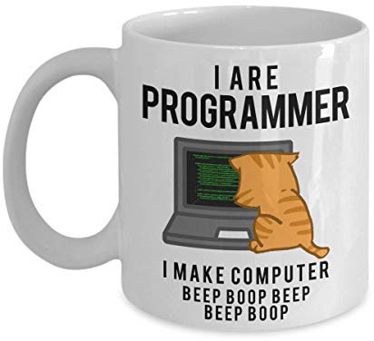 Computer Programmer Cat Coffee Mug Funny Coder Coworker Meme Programming
