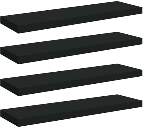 vidaXL 4X Wandregal Schwebend Hängeregal Wandboard Bücherregal Regalbrett Schweberegal CD DVD Regal Dekoregal Schwarz 80x23,5x3,8cm MDF